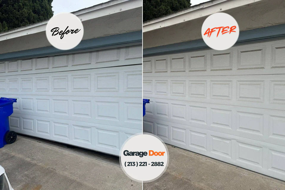 Before and after: garage door repair Baldwin City, KS